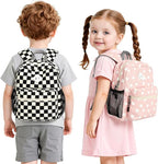 STEAMEDBUN Corduroy Toddler Backpack for Boys Girls 2-4, Kids Preschool Backpack for Kindergarten - Checkered