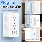 Wall Outlet Extender with USB Charging Ports 9 in 1 Plug Extension Block Multiple AC Outlets Splitter Power Hub Wall Tap 1500J Surge Protection Night Light Dusk to Dawn Sensor Switch ETL Listed