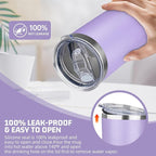 20 oz Tumbler with Lids and Straws, Stainless Steel Insulated Travel Coffee Mug, Double Wall Vacuum Insulated Tumblers, Powder Coated Coffee Tumbler for Cold & Hot Drinks (Light Purple,6pack)