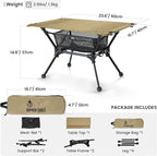 ONETIGRIS Dipper Camping Table, Lightweight Portable Folding Table with Mesh Storage Net, High/Low Options, Ideal for Camping, Hiking, Tailgating, Beach, Picnic, Travel, Backyard
