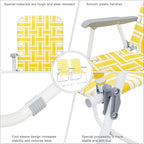 Folding Patio Lawn Webbed Chair Set of 2, Portable Outdoor Beach Chair for Adults, Camping Chair Steel Frame 300lbs Capacity for Yard, Garden Dining, Party, Picnic, Yellow