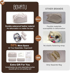 BOYATU Travel Makeup Bag Cosmetic Bags for Women: Large Capacity 3 Pcs Set Make up Bag with Compartments - Waterproof Vegan Leather Toiletry Organizer Bags with Handle (M-80Off-white)