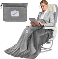 SINLAND Travel Pillow and Blanket 2-in-1 Set,Airplane Packable Bag,Soft and Lightweight Plane Flight Car Trips Travel Essentials Gift,Hand Luggage Sleeve and Backpack Clip,60x50 Inch Grey