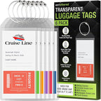 Untethered Cruise Luggage Tag Holders (6 Pack, Wide) | Clear Luggage Tags for Cruise Ships | Durable PVC Travel Bag ID Tags (6.3" x 3.5")