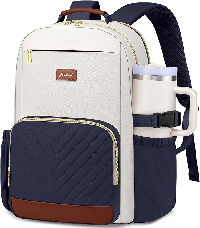 Focdod Laptop Backpack for Women Bookbag: 15.6 inch Work Backpacks with Pouch Pocket for Large Capacity Cup & USB Charger College Book Bag Travel Business Nurse Teacher Bookbags Anti-theft Back Pack