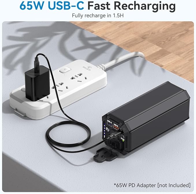 Portable Power Bank with AC Outlet, 100W Portable Laptop Charger, 98Wh/27000mAh High Capacity with 65W PD USB C Laptop Battery Bank, Backup Power Source for Business Travel and Outdoor Activities