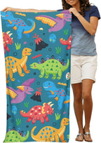 COMFAR Dinosaur Beach Towels for Boys Kids Beach Towels Bulk Toddler for Travel Pool Personalized Microfiber Oversized Quick Dry Pool Towel 30"x 60"