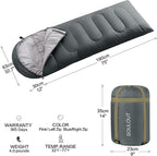 3-4 Season Sleeping Bag for Adults & Kids, Lightweight Warm Cold Weather Camping Bag with Waterproof Compression Sack – Portable for Hiking, Backpacking, Traveling & Outdoor Adventures