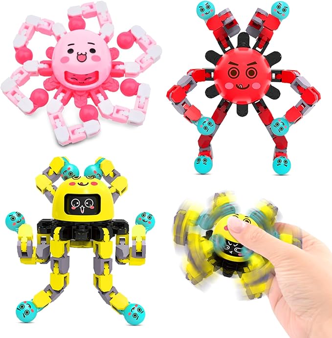 Transformable Fidget Spinner Toys for Kids and Adults,3 Pcs Sensory Toy for Boys Girl ADHD Stress Relief Toys,Fingertip Gyros Travel Toy Party Favors for Teens Birthdays Gifts Easter Present