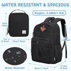 VASCHY Kids Backpack Lunch Bag Set, 2-1 School Bookbag Insulated Lunch Box for Toddlers,Preschool,Daycare,Kindergarten,Elementary School Black