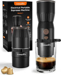 Portable Electric Espresso Maker, Mini Camping Coffee Maker for Travel, Pocket Sized Espresso Machine for NS Capsules, 160ML Large Water Tank, Fast Brewing with Hot Water, Travel/Camping/Office