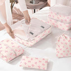 KPX 8 Set Packing Cubes for Travel, Luggage Packing Organizers Accessories Large Toiletries Bag for Clothes Shoes Cosmetics (8Set-Pink Bow)