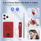 Magnetic Portable Charger for MagSafe with Built-in Cable,iWatch Charger,10800mAh Wireless Power Bank Travel Essentials,25W PD Fast Charging Battery Pack for iPhone 17/16/15/14/13/12,Apple Watch-Red