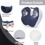 Seat Cushion, Seat Cushion for Sit Bone and Back Pain Relief, Butt, Tailbone, Hip, Hamstring, Posture Support - Memory Foam Comfort Ischial Tuberosity Pillow (Blue)