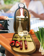 Wealers Camp Kitchen Cooking Utensil Set Travel Organizer Grill Accessories Portable Compact Gear for Backpacking BBQ Camping Hiking Travel Cookware Kit Water Resistant Case