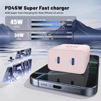 QZIIW iPhone 16 15 Pro Max Charger Fast Charging,45W Dual Port USB C Fast Charger Block [2-Pack] & Extra Long 60W 3/6/10/10FT USB C Cable - PD Quick Adapter 3.0 for iPhone 16 15/16 15 Pro/16 15 Plus.