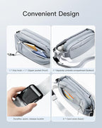 Inateck Sling Bag X, Multi-pocket Crossbody Shoulder Chest Bag with Adjustable Shoulder Strap, Water-resistant Waist Fanny Pack for Men, Women, Travel, Daily Use, Cycling, Hiking, Gray Blue, Large