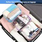 PACKISM TSA Approved Toiletry Bag 3 Medium - Quart Size Clear Makeup Bag for Carry On, Airport Security Compliant Clear Travel bag for Toiletries with Reinforced Seams, Blue Purple Pink