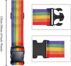 2 Pack Suitcase Belts, Adjustable Luggage Straps, Bright Colors Travel Packing Straps with Quick Release Buckle (Rainbow)