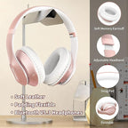 Wireless Bluetooth Headphones Over Ear 65H Playtime HiFi Stereo Headset with Microphone and 6EQ Modes Foldable Bluetooth V6.0 Headphones for Travel Smartphone Computer Laptop Rose Gold