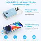 GKUTW Magnetic Portable Charger for iPhone and Apple Watch, 10800mAh 25W PD Fast Charging Power Bank, Dual-Side Magnet Design Travel Essentials Battery Pack for iPhone 17/16/15/14/13/12 (Sky Blue)