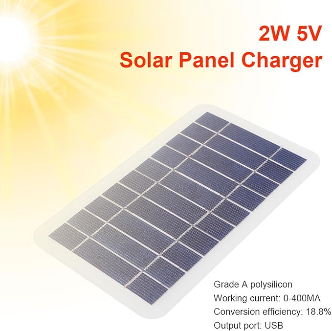 SUNGOOYUE Solar Panel, Portable Small and Lightweight Outdoor Solar Panel Charger for Camera Cell Phone Mobile Power Pack 2W 5V