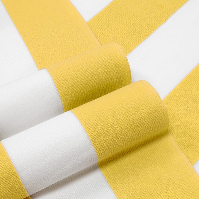 HENBAY Large Oversized Beach Towel - 35 x 70 Inch Microfiber Pool Towel, Yellow Striped Quick Dry Cabana Swim Towel