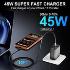 Phone 17 16 Pro Max Charger Fast Charging, 45W USB C Phone 17 16 Super Fast Charger Block with 10ft Long Type C Charging Cable Cord for i.Phone 17 Pro Max/17 Pro/17 Air/17/16/16Pro/16 ProMax-Black
