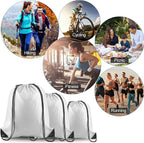 15 Pcs White Drawstring Bags Drawstring Backpack Bulk, PLULON String Backpack Cinch Sack Sport Gym Backpack Bags for Yoga Traveling Outdoor Sports