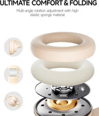 Picun B8 Bluetooth Headphones, 120H Playtime Headphone Wireless Bluetooth with 3 EQ Modes, Low Latency, Hands-Free Calls, Over Ear Headphones for Travel Home Office Cellphone PC Khaki White