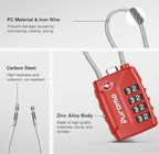 Puroma 2 Pack TSA Approved Luggage Lock, 4 Digit Combination Travel Cable Locks Resettable Code Lock with Zinc Alloy Body for Suitcase, Toolbox, Backpack, Bag, Gym Locker (Basic Red)