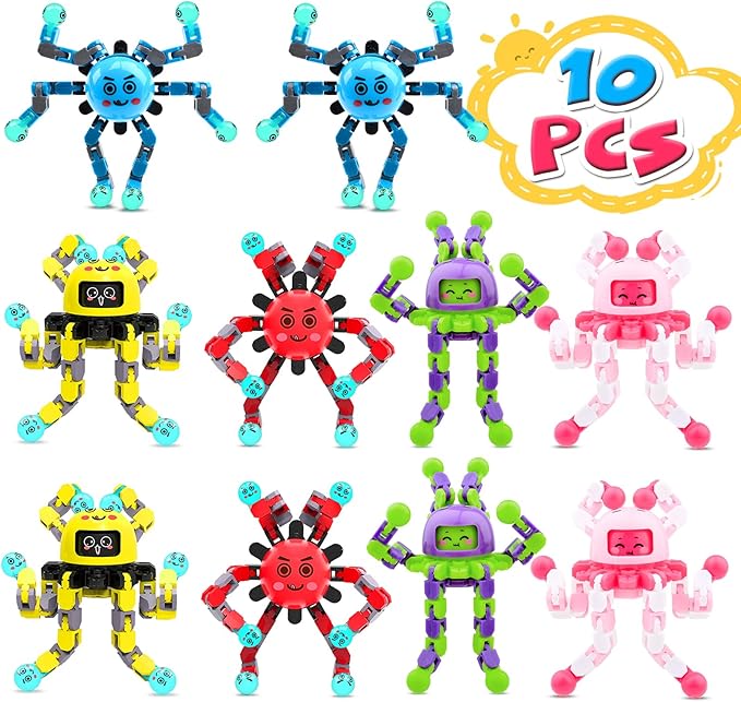 Transformable Fidget Spinner Toys for Kids and Adults,10 Pcs Sensory Toy for Boys Girl ADHD Stress Relief Toys,Fingertip Gyros Travel Toy Party favors for Teens Birthdays Gifts Easter Present