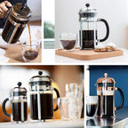 Bodum 34oz Chambord French Press Coffee Maker, High-Heat Borosilicate Glass, Stainless Steel, White – Made in Portugal