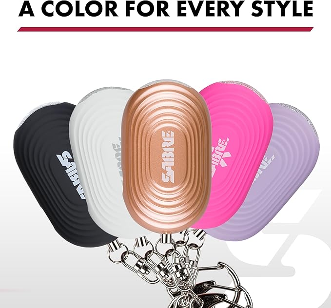 SABRE 2-in-1 Personal Alarm with LED Light, 130dB Personal Safety Siren, Snap Hook for Instant Access, 1,250 Foot (381 Meters) Range, Compact Design for Easy Attachment to Purse, Bag, or Keys