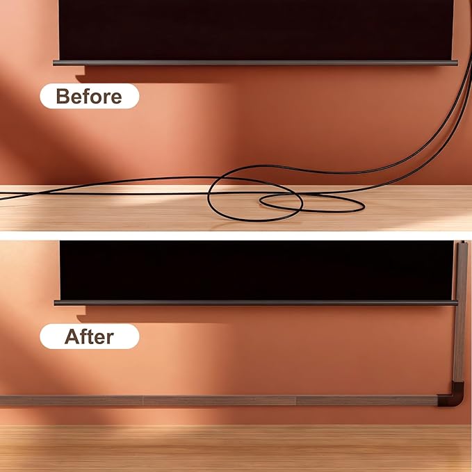 Yecaye Cord Hider, 113in Medium Cord Covers for Wires on Wall, Cord Organizer for 2-3 Wires, Easy Install Cable Management Kit, TV Cable Hider for Home Office, W0.95in H0.55in, Cherry