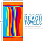 2 Packs Oversized Beach Towel Set 36 x 72 ln Large Big Pool Camping Swim Clearance Soft Towels Travel Essentials Accessories Must Haves Vacation Necessities Adult Gifts Orange Stripes Blue Stripes