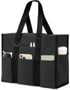 Becokan Large Tote Bag for Women Waterproof with 12 Pockets Top Zipper Closure Utility Teacher Nurse Bags for Work School