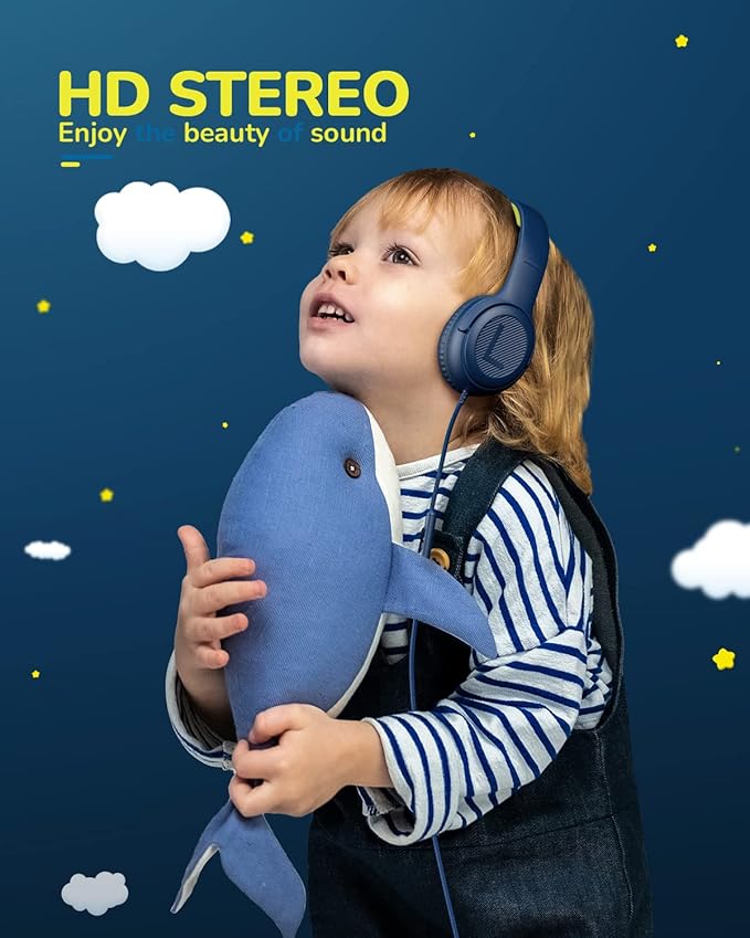 awatrue 2PCS Kids Headphones for School Travel, 85/94dB Safe Volume Limit, 3.5mm Jack, HD Mic, Portable Wired Headphone with Shareport, Stereo Sound On-Ear Headphones for Toddler Kids Girls Boys