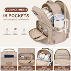 Focdod Laptop Backpack for Women Bookbag: 15.6 inch Work Backpacks with Pouch Pocket for Large Capacity Cup & USB Charger College Book Bag Travel Business Nurse Teacher Bookbags Anti-theft Back Pack