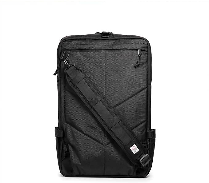 Topo Designs Global Travel Bag – 30L or 40L - Carry-On Compliant Most Airlines, Durable Travel Duffel Bag, Clam Shell Main Pocket, Laptop Sleeve, Backpack, Luggage (40L / Black/Black)