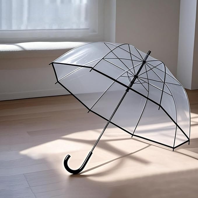 Clear Bubble Umbrella - Automatic Opening Clear Dome Umbrella with the Stylish J-Shaped Handle for Men and Women, Wedding, Outings and Large Group Gatherings, Graduations, Proms, or Daily City Walks