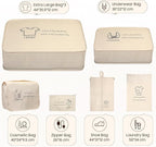 8 Set Travel Packing Organizers- Luggage Organizer for Suitcase Organization with Hanging Toiletry, Shoe & Laundry Bags, Packing Cubes for Travel Essentials, Cute Gifts for Women, Beige