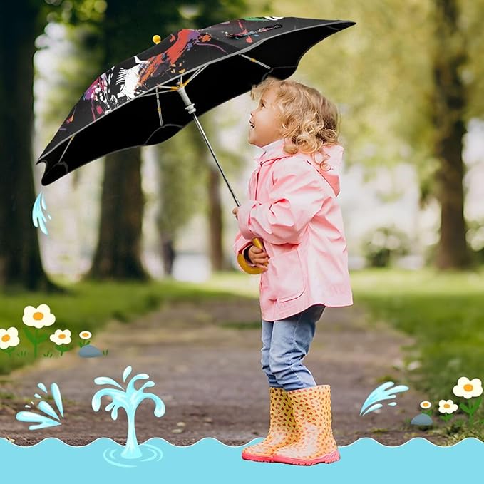 ALAZA Kids Umbrella Stick Umbrellas Cute Umbrella for Boys Girls Toddler UV/Sun Rain Windproof