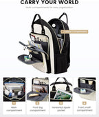 LOVEVOOK Laptop Backpack, Unisex, D-black-beige, 19 x 13.3 x 7.9 in, 1.9 lbs, 30L capacity, 18 pockets, ergonomic shoulder straps, thick EVA foam laptop protection