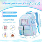 PIG PIG GIRL Kids Backpack for Girls - School Bags for Middle School Students - Book Bag for Elementary Primary - Blue