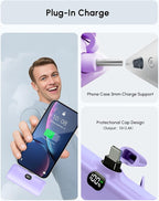 Handy Purple USB C Power Bank Portable Phone Charger With Stand, 5000mah Mini Battery Pack Backup Charger with Digital Display for iPhone 17/16/15 series, Littile Mobile Charger for Samsung/Google/LG