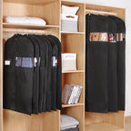 KEEGH 60'' Dress Bags for Gowns Long (Set of 10), Garment Bags for Hanging Clothes, Dress Bags for Closet Storage, Clothes Cover for Hanging Coats Dresses with Clear Window and Label Pocket, Black