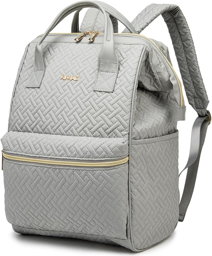 Kinmac Wide Open Style Laptop Backpack Large Capacity Travel College Backpack for 15.6 inch Laptop Computer (Grey)