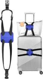 Luggage Straps Bag Bungee for Luggage， High Elastic Suitcase Adjustable Belt Bag Bungees with Buckles (Black/Blue)