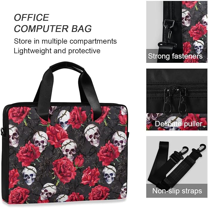 MNSRUU Laptop Bag for 15.6 inch Black Gothic Bats